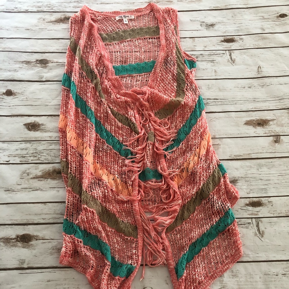 Lightweight Knitted Fringed Vest. Medium